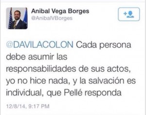 Expresión del alcalde Verga Borges en la red social Twitter sobre la acción de Santiago (Tomada de la pantalla).