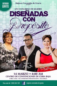 Afiche oficial del Congreso del Ministerio "Mujeres Coronadas de Gracia", que encabeza la motivadora Mily Vázquez.