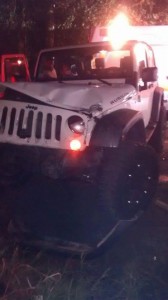Jeep Wrangler involucrado en el choque de la carretera PR-102 (Foto West Coast Fire & Rescue).