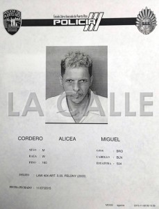 Ficha de Miguel Cordero Alicea. Haga "click" para ampliar la imagen (Suministrada Policía).