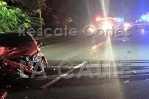 Escena del accidente ocurrido esta madrugada en Aguada (Foto Rescate Cortés).