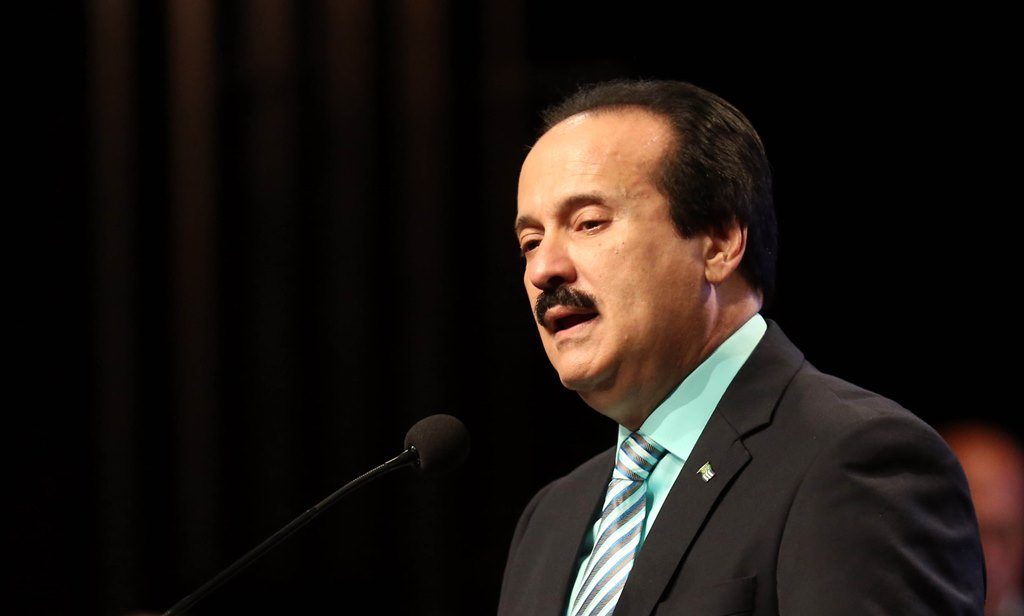 José Guillermo Rodríguez, alcalde de Mayagüez, durante su mensaje de presupuesto (Suministrada).